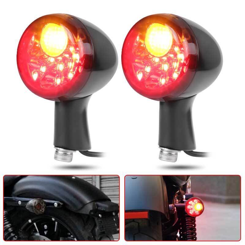 Amber/Red Rear Turn Signals Brake Light Lamp For Sportster XL883 XL1200 1992-up