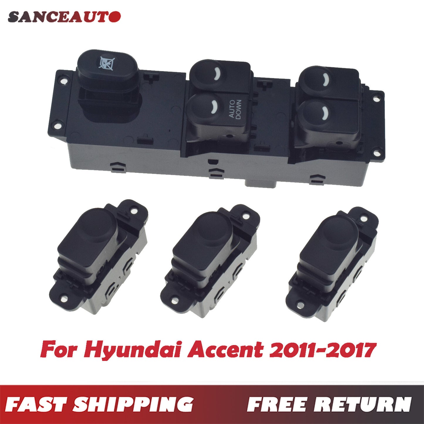 Front Left Power Window Switch Set (4 Pieces) for Hyundai Accent 2011-2017 1.6L n