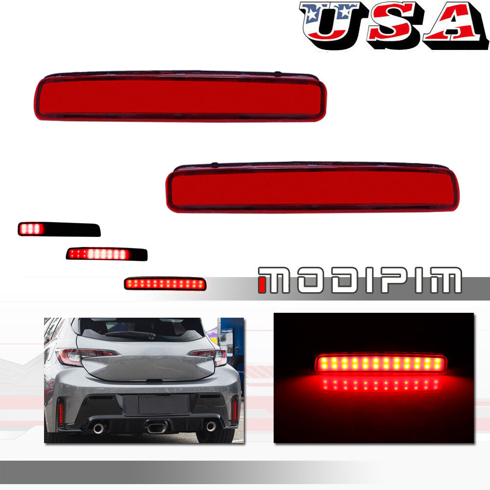 Red Lens LED Rear Bumper Reflector Brake Light for 2023+ for GR for Corolla E210- v