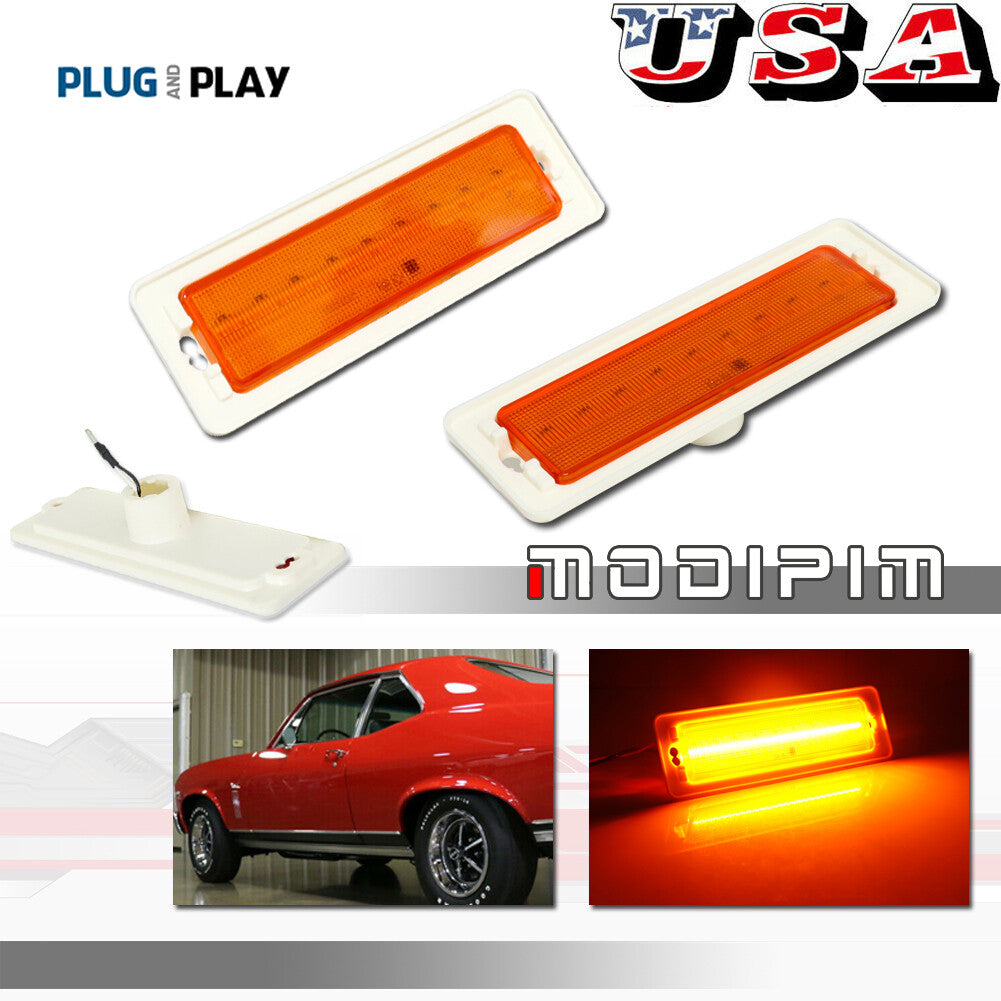 Amber lens LED front corner side marker indicator light suitable for 1970-1974 Nova- v