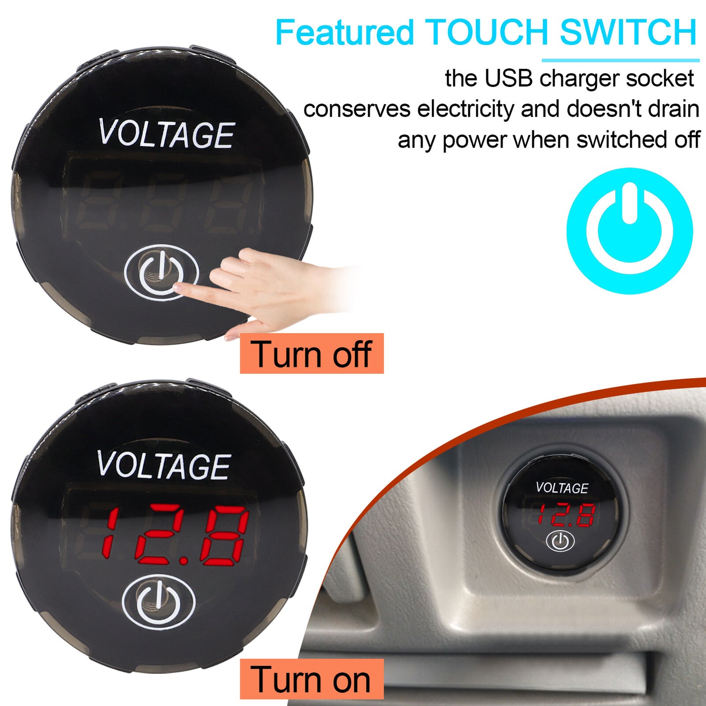 12V-24V Car Motorcycle Capacity Battery Display 5/48V LED Digital Voltmeter Car Q