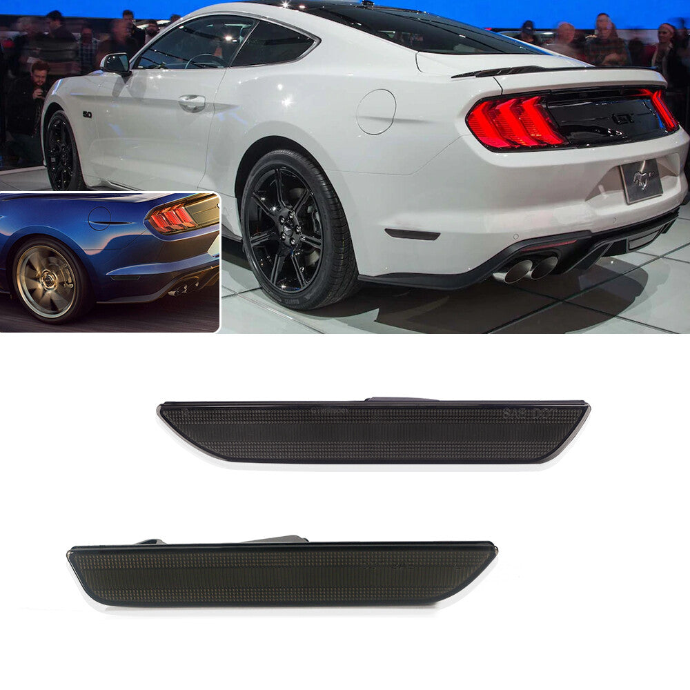 2-Pack for 2015 and later  for ford  Mustangs with smoked rear bumper side marker light housings Q