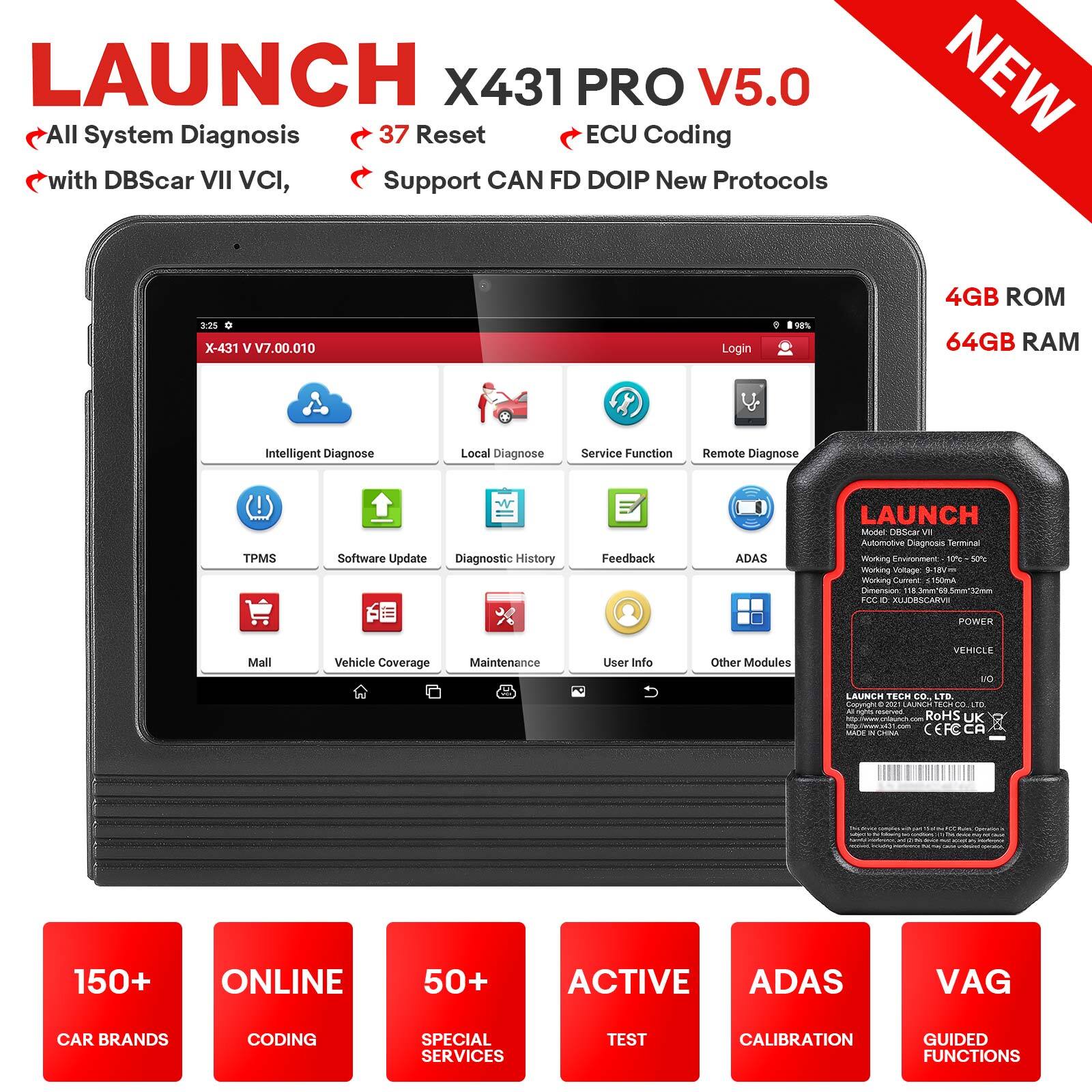 LAUNCH X431 V V5.0 Full System Diagnostic-Bi-Directional Control Multi-Language