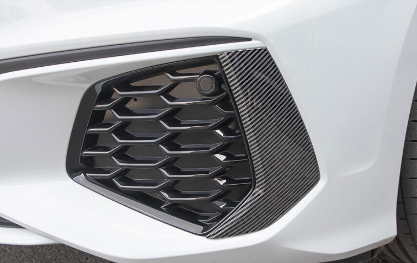 for Audi A3 2022-24 ABS Carbon Fiber Front Bumper Fog Light Lamp Frame Trim 2PCS