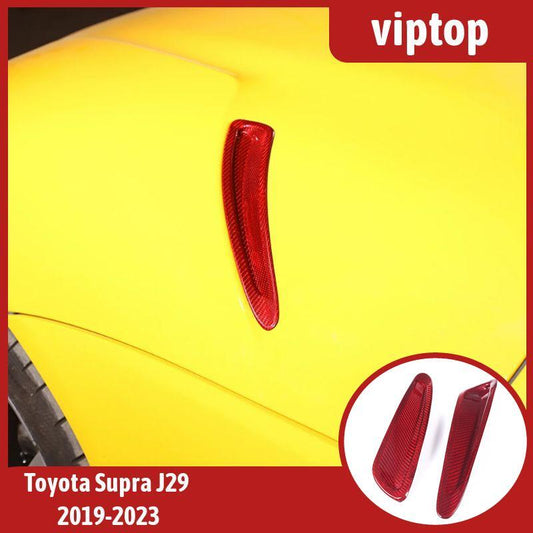 for Toyota Supra 2019-2023 Red Carbon Fiber Hood Decorative Air Vent Cover Trim