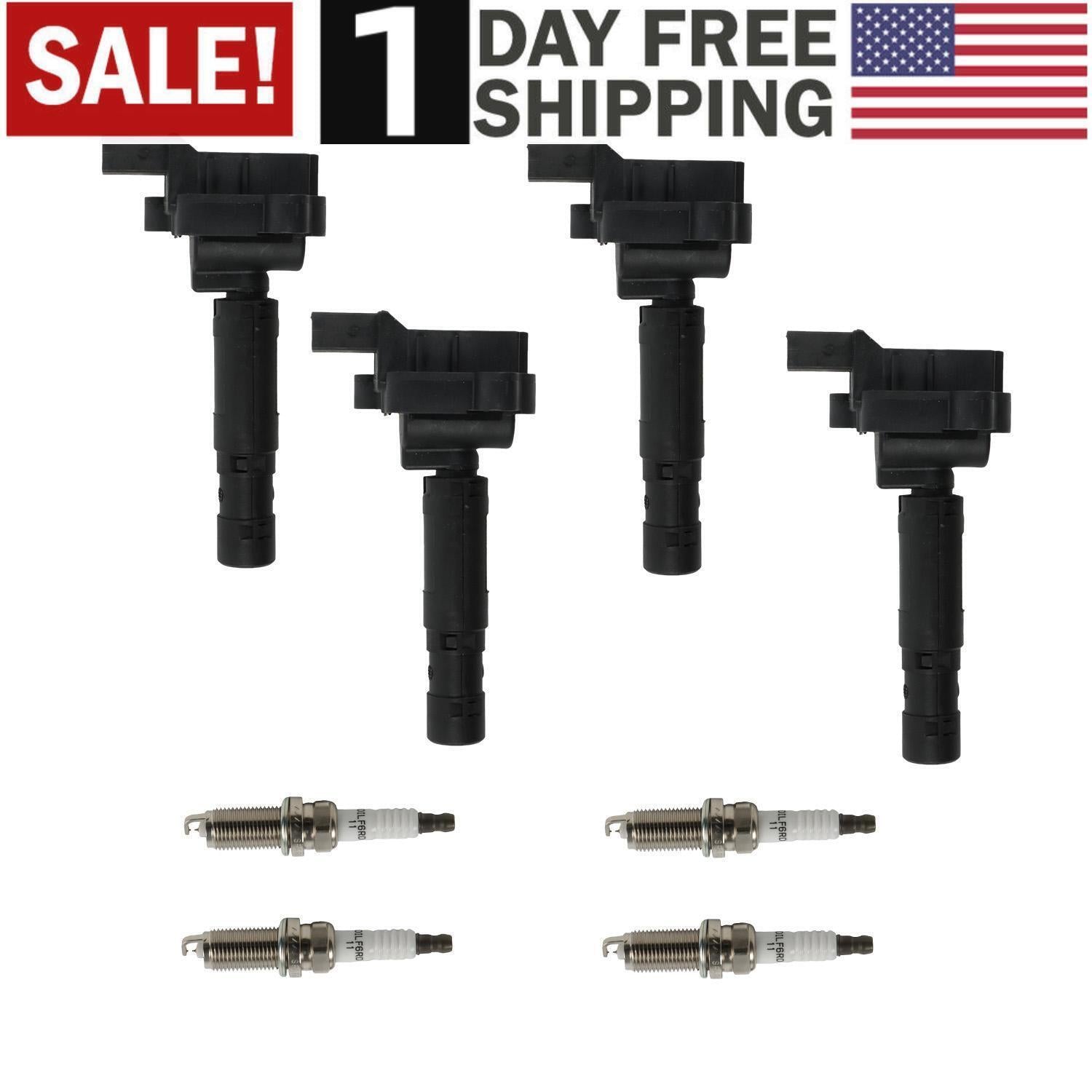 4pcs ignition coils+ Iridium Spark Plugs for Mercedes C230 2003-2005 UF555+4704