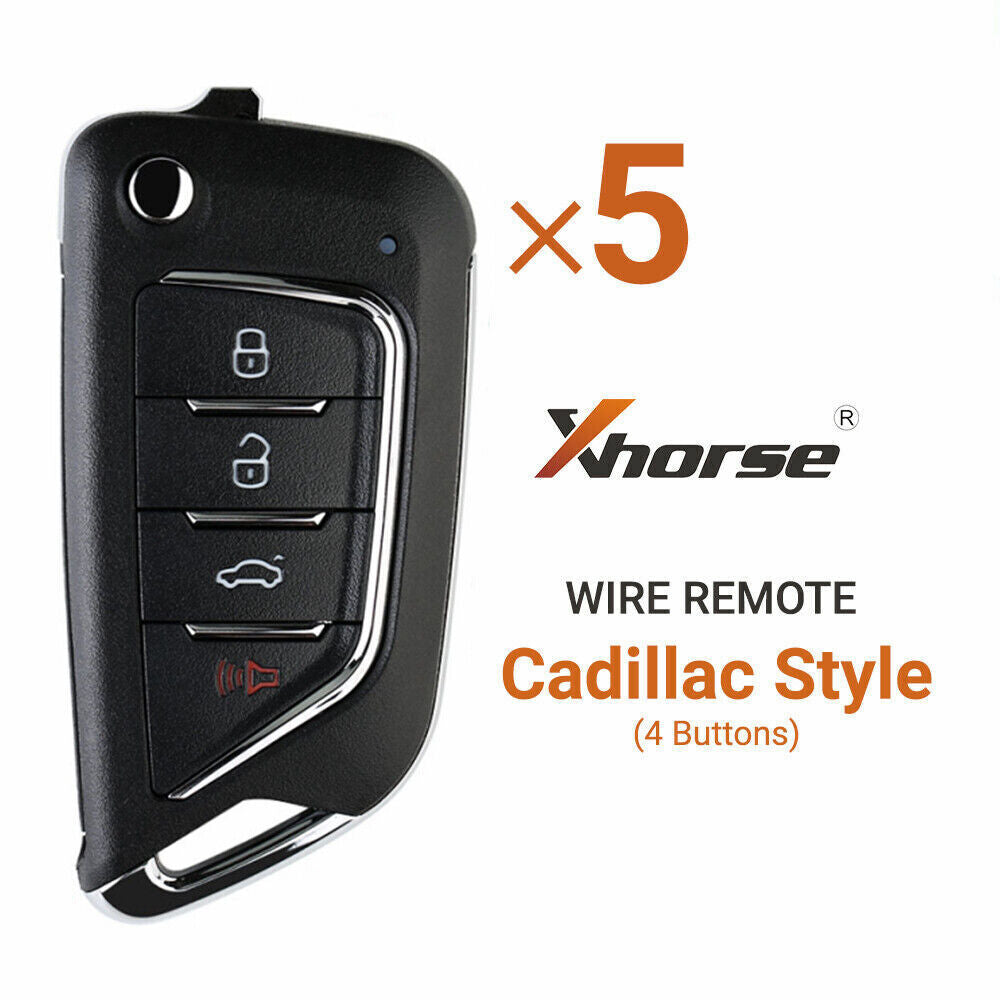 5Pcs XKCD02EN Wire Remote Key Fit for Cadillac Style Filp 4 Buttons HK