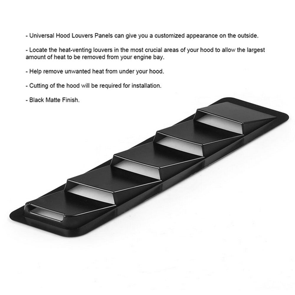 Black Universal ABS Hood Vent Louver Air Cooling Panel Trim Set Q