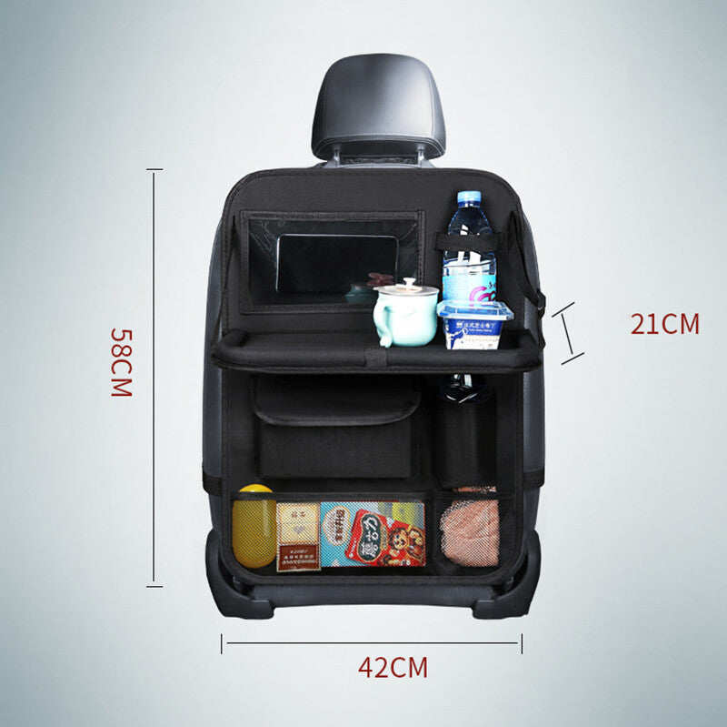 1Pc Car for Seat Back Organizer Folding Tablet Holder Travel Storage Bag Black Q