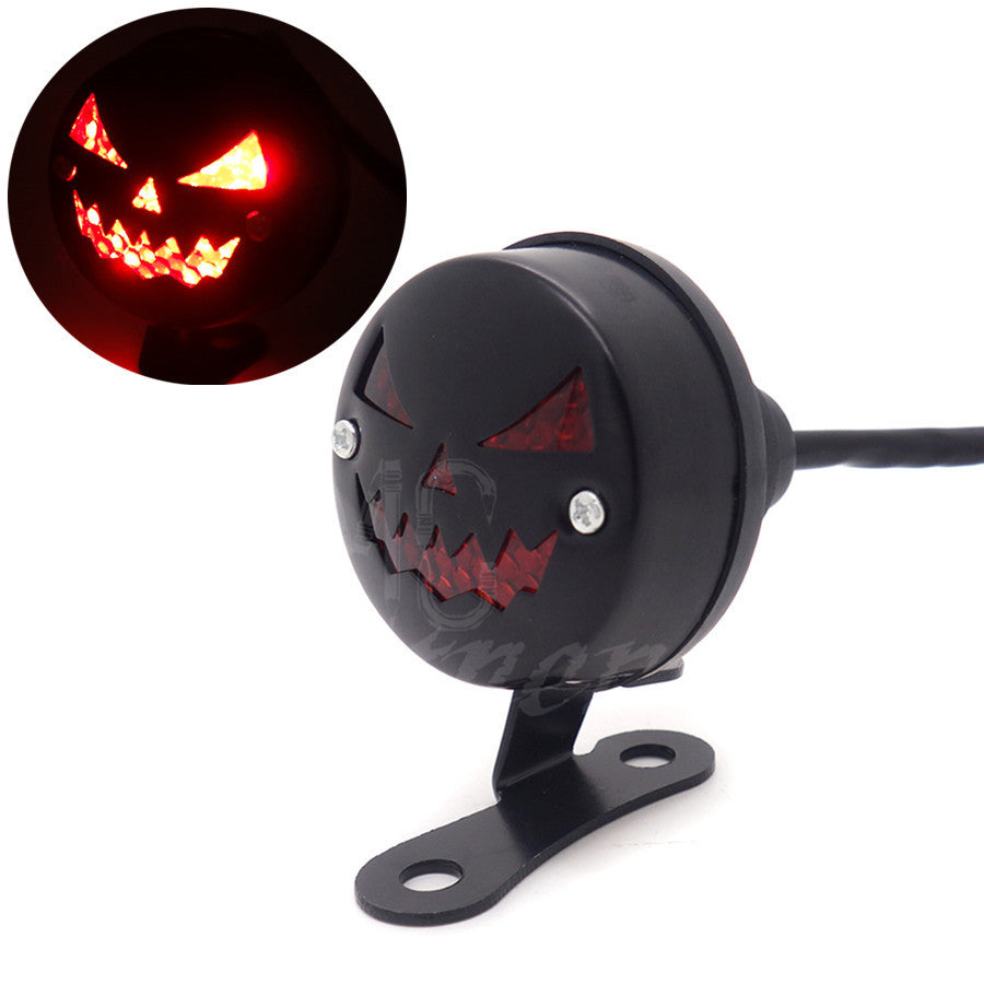 Black LED Vintage Pumpkin Tail Brake Rear Light For Cafe Bobber Cruiser Chopper Q
