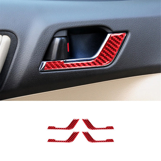 Red Carbon Fiber Center Floor Console Frame Cover Trim For Fiesta 2011-2015 v