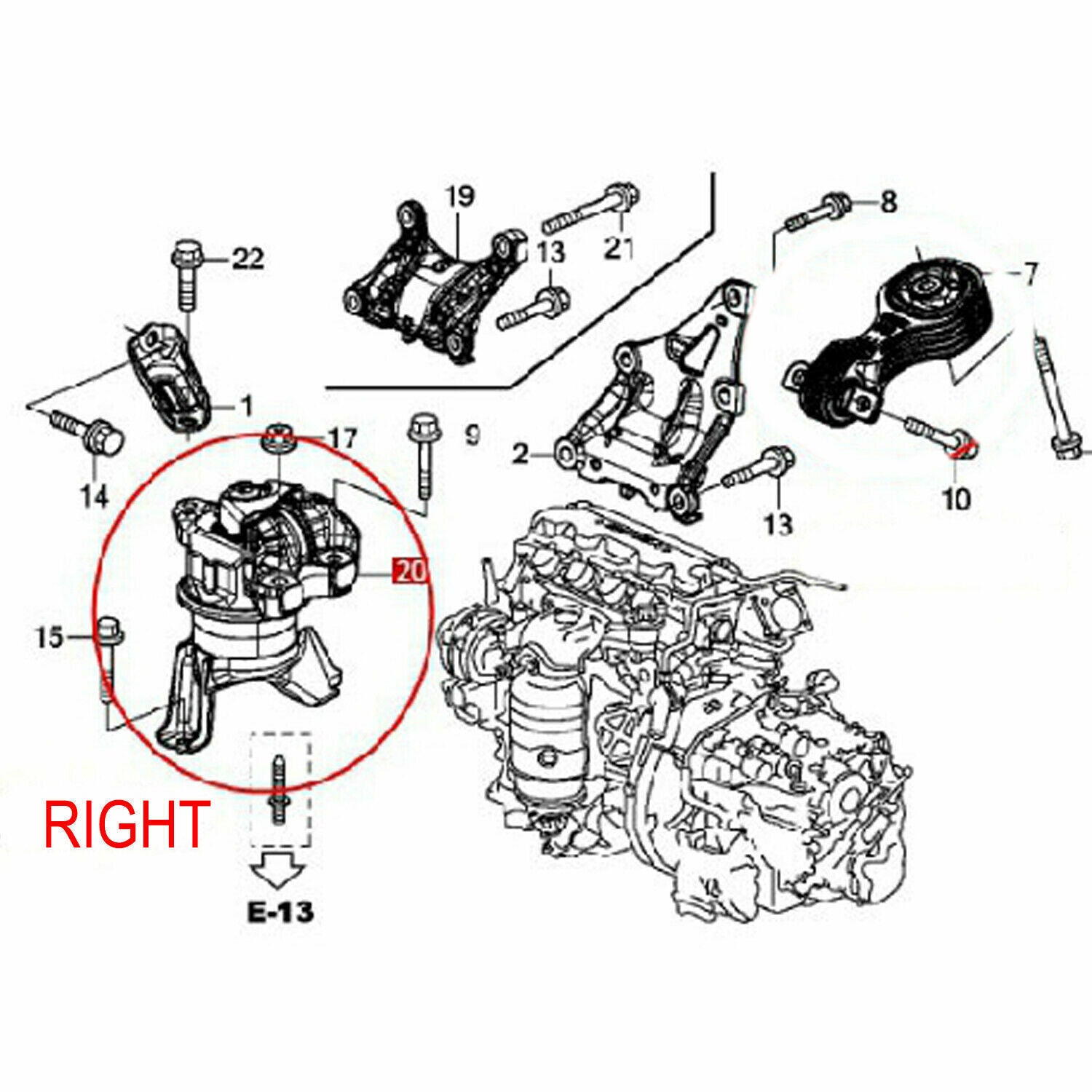 For 2012 2013 2014 for Honda for Civic 1.8L Auto Trans Front Engine Motor Mount Bracket