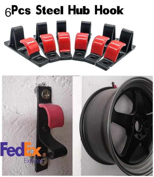 6x Universal Wheel Rim Display Hook Slat Metal Clip Rim Wall Hanger Auto Garage Q