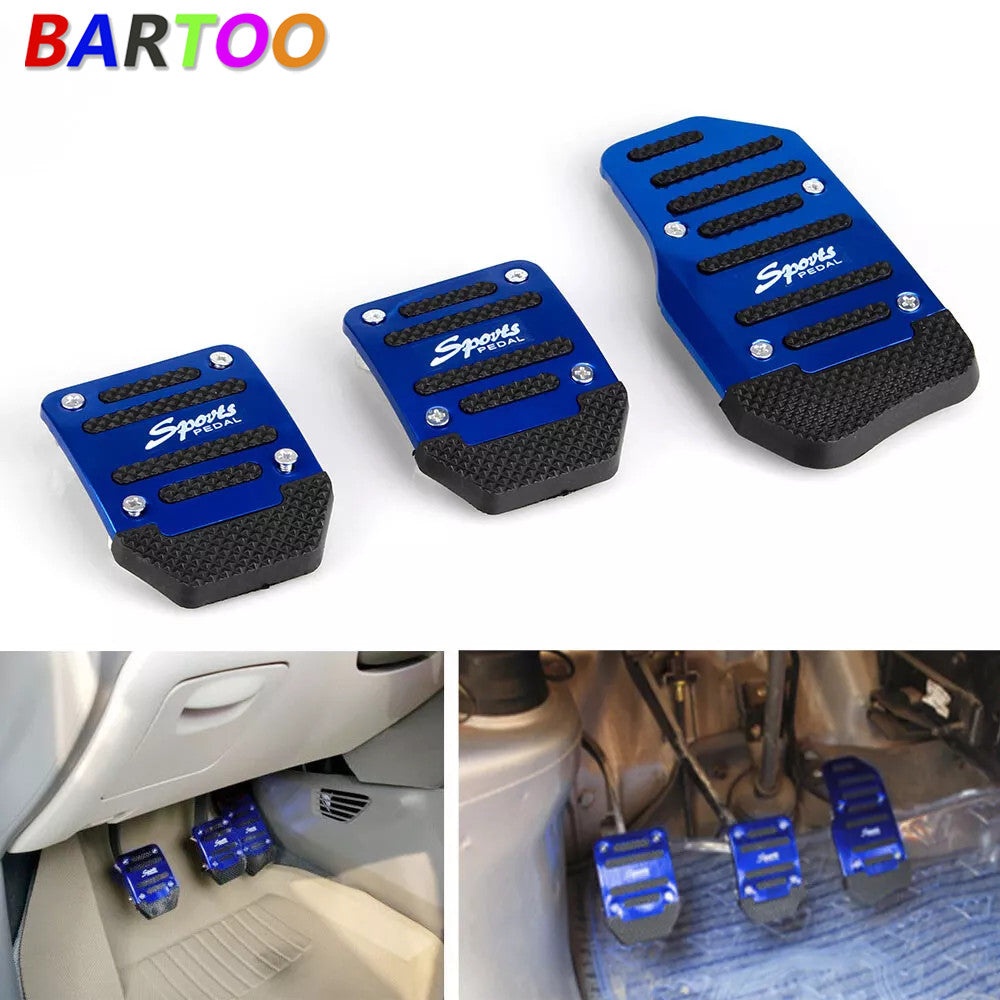 Blue 3X Vehicle Accelerator Brake Foot Pedal Cover Pad Car Auto Transmissio