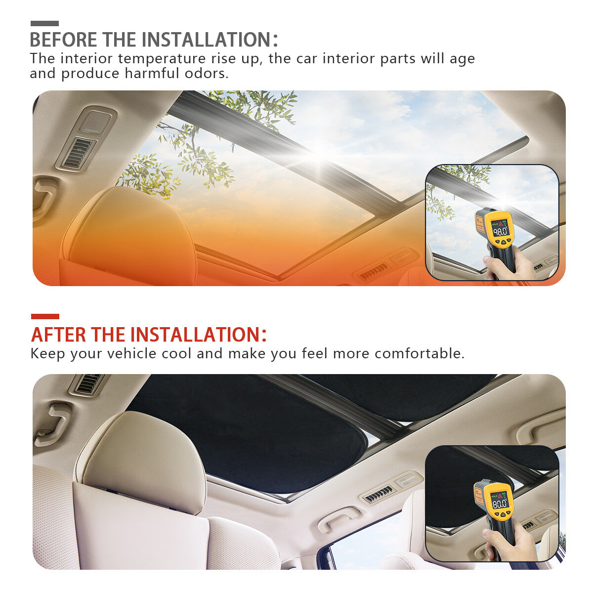 2-Piece Sunroof Shade Foldable Roof Protector for Mini Cooper Countryman R60 F60 n