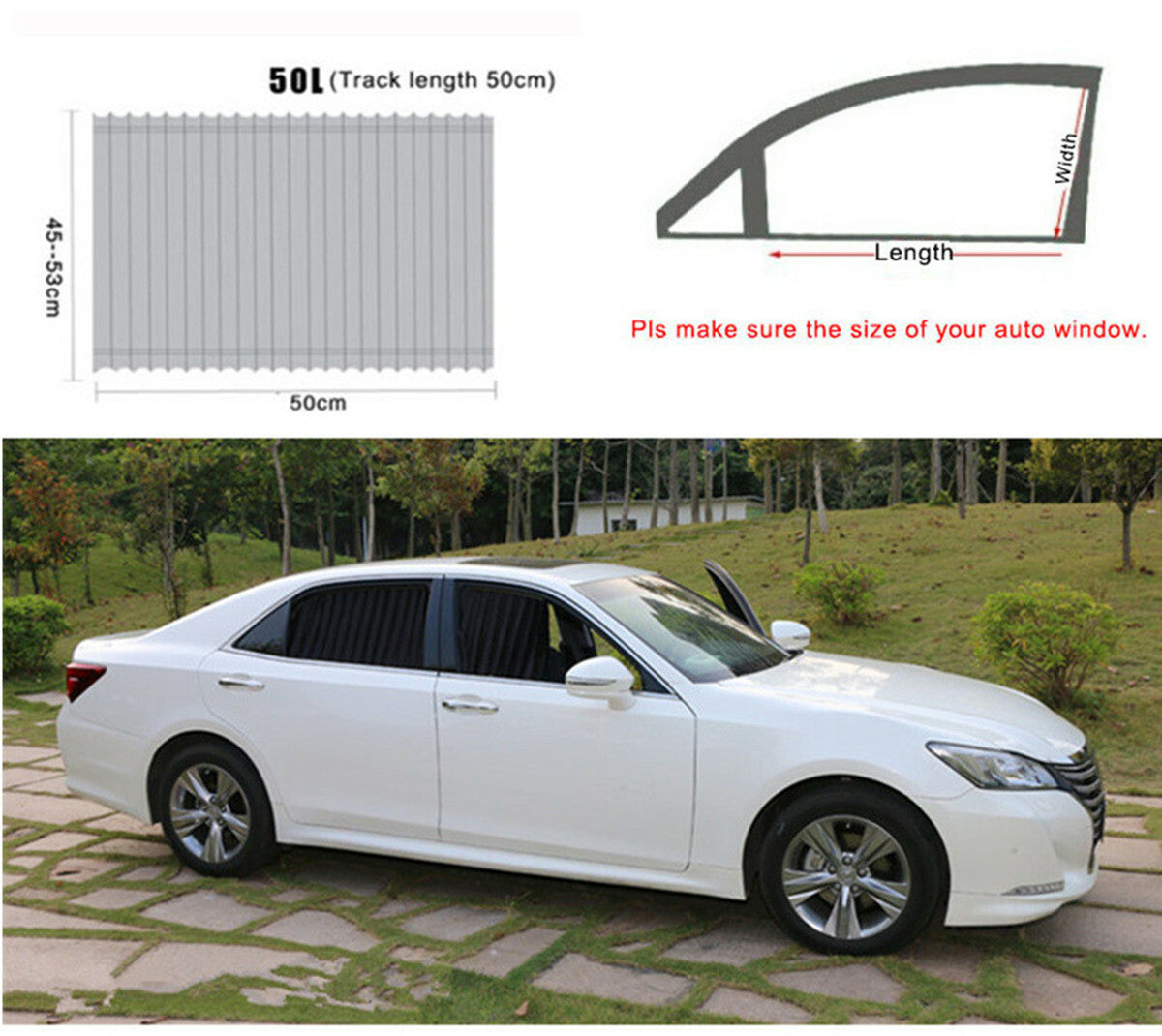 2x Accessories Car Sun Shade Side Window Curtain Foldable Sunshade UV Protection