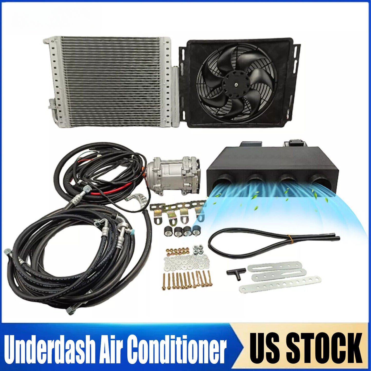 12V Universal Electric Underdash Air Conditioner A/C Kit Auto Car DC For Van RV Q