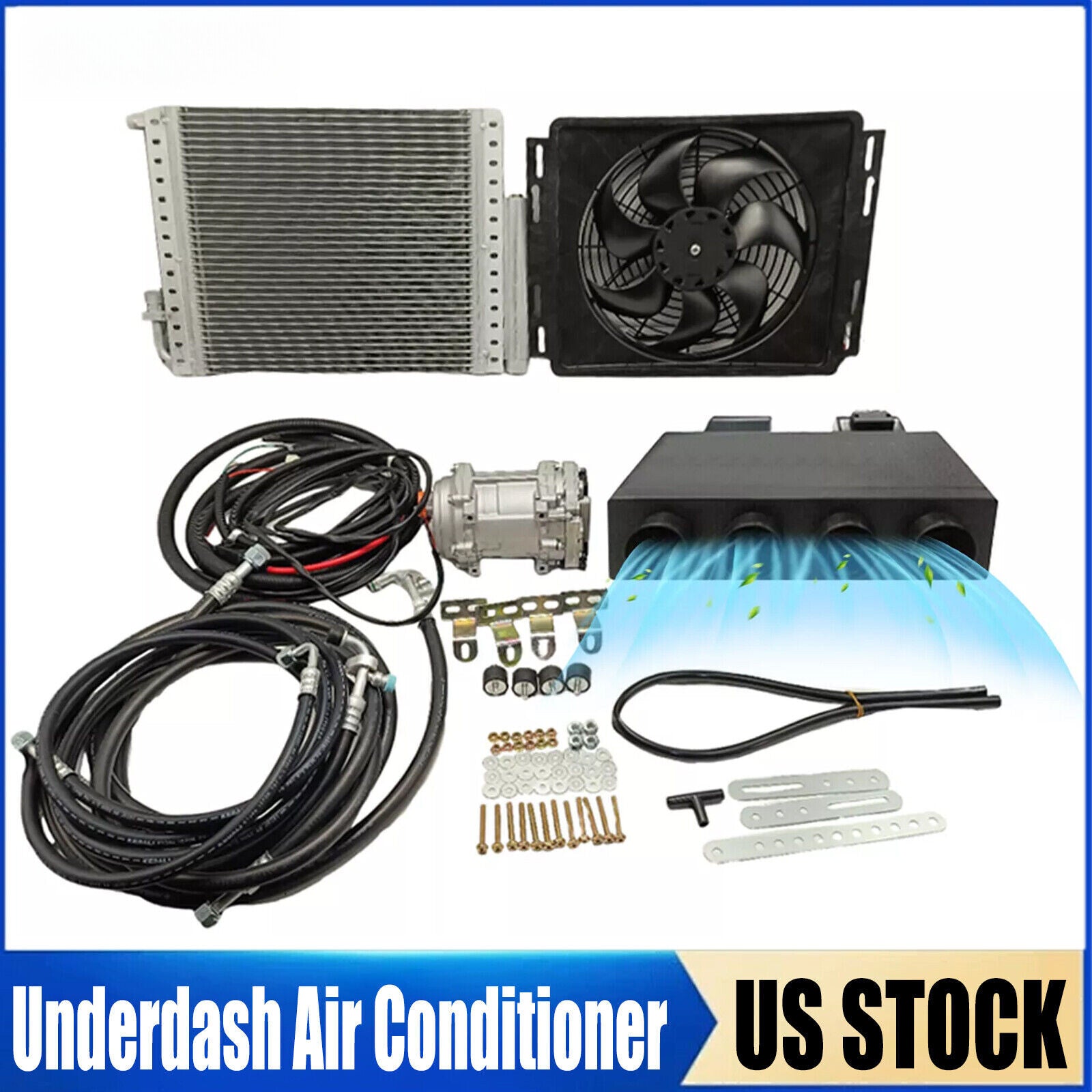 12V Universal Electric Underdash Air Conditioner A/C Kit Auto Car DC For Van RV Q
