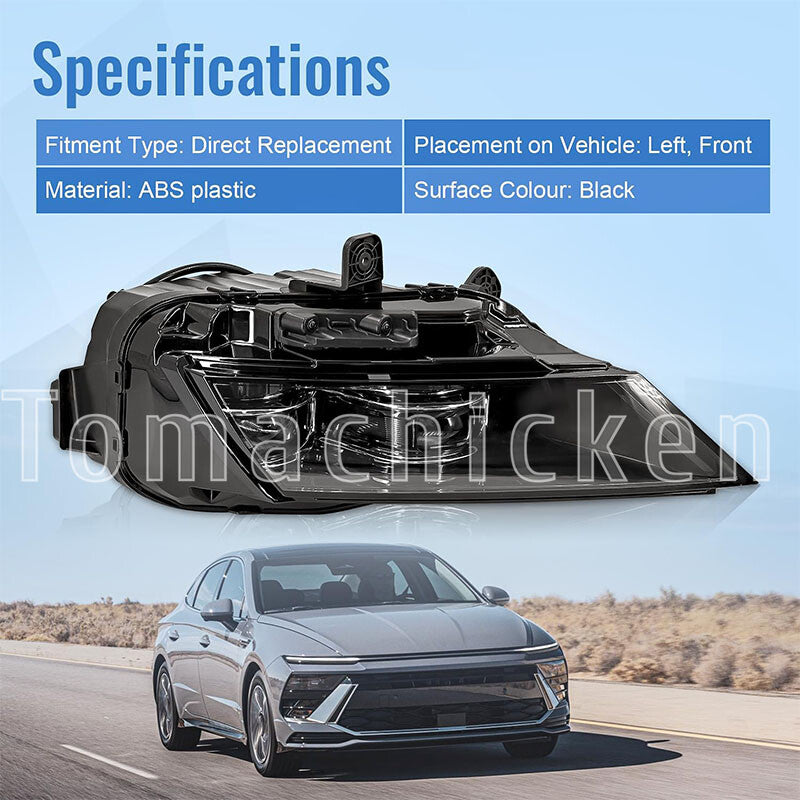 The dual-beam LED headlight assembly is suitable for the 2024-2025 for Hyundai Sonata (left LH side).