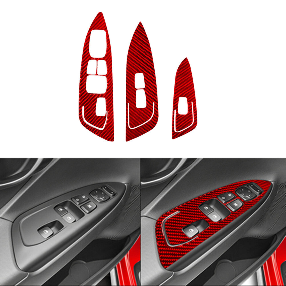 Red Carbon Fiber Full Sets Trim Cover Kit for Hyundai for Veloster JS 2019-2022