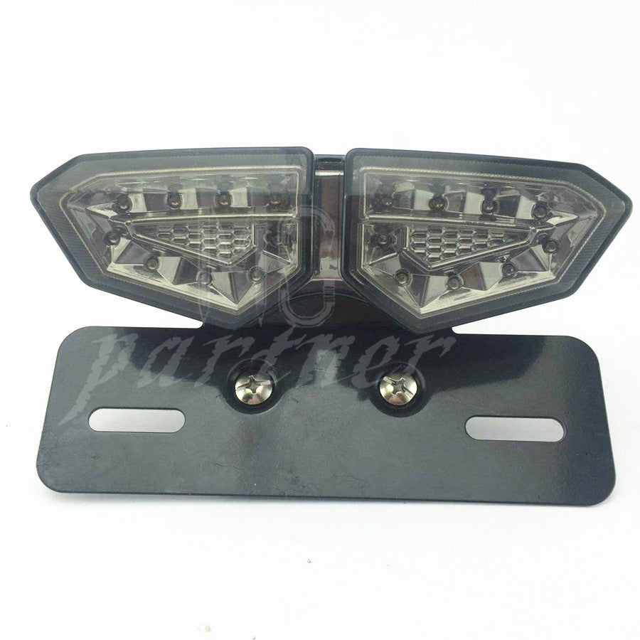 New Smoke LED Motorcycle Brake Tail Turn Signal License Plate Integrated Light Q