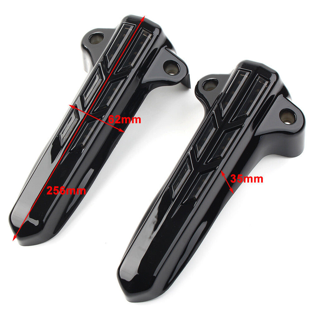 for Harley Touring FLHR FLHTK FLHX Front Lower Fork Leg Covers LED Smoke Light