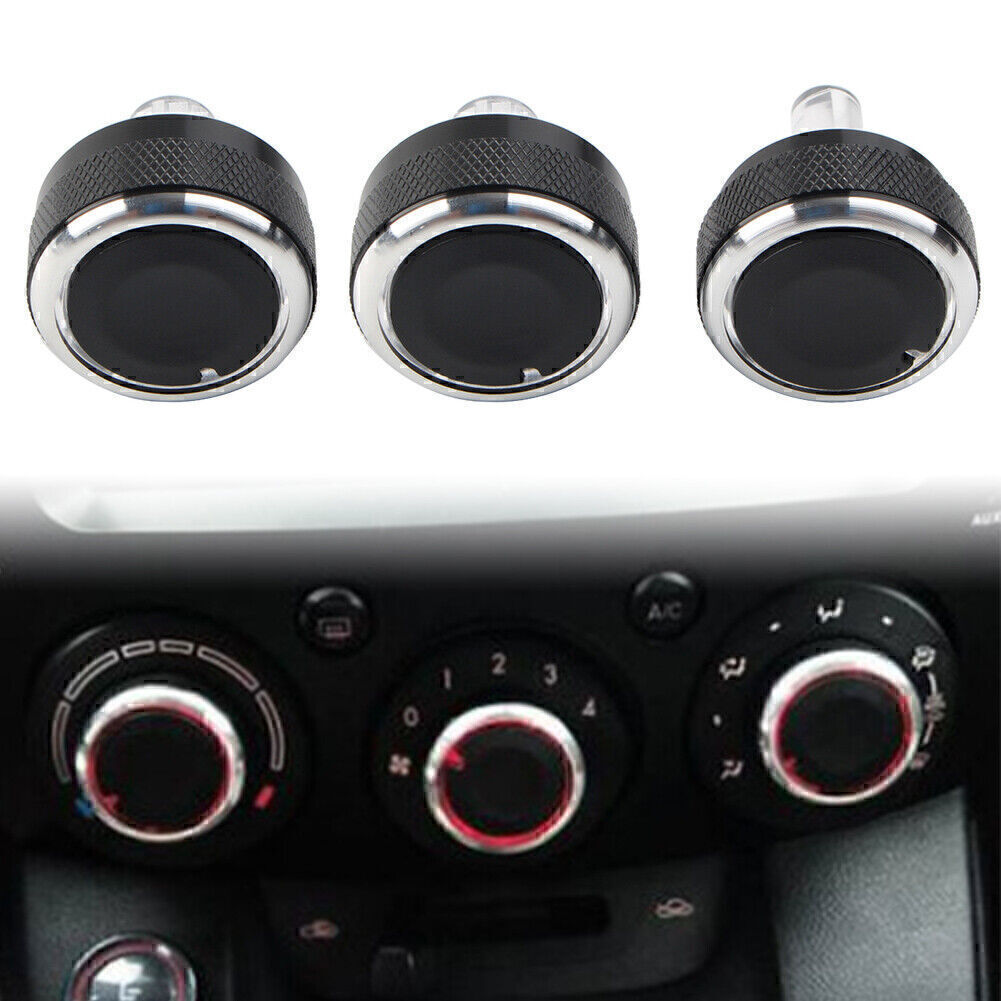 A/C Switch Knob Heater Climate Control Button Frame Cover Trim Fit for Mazda 2 3Pcs Q