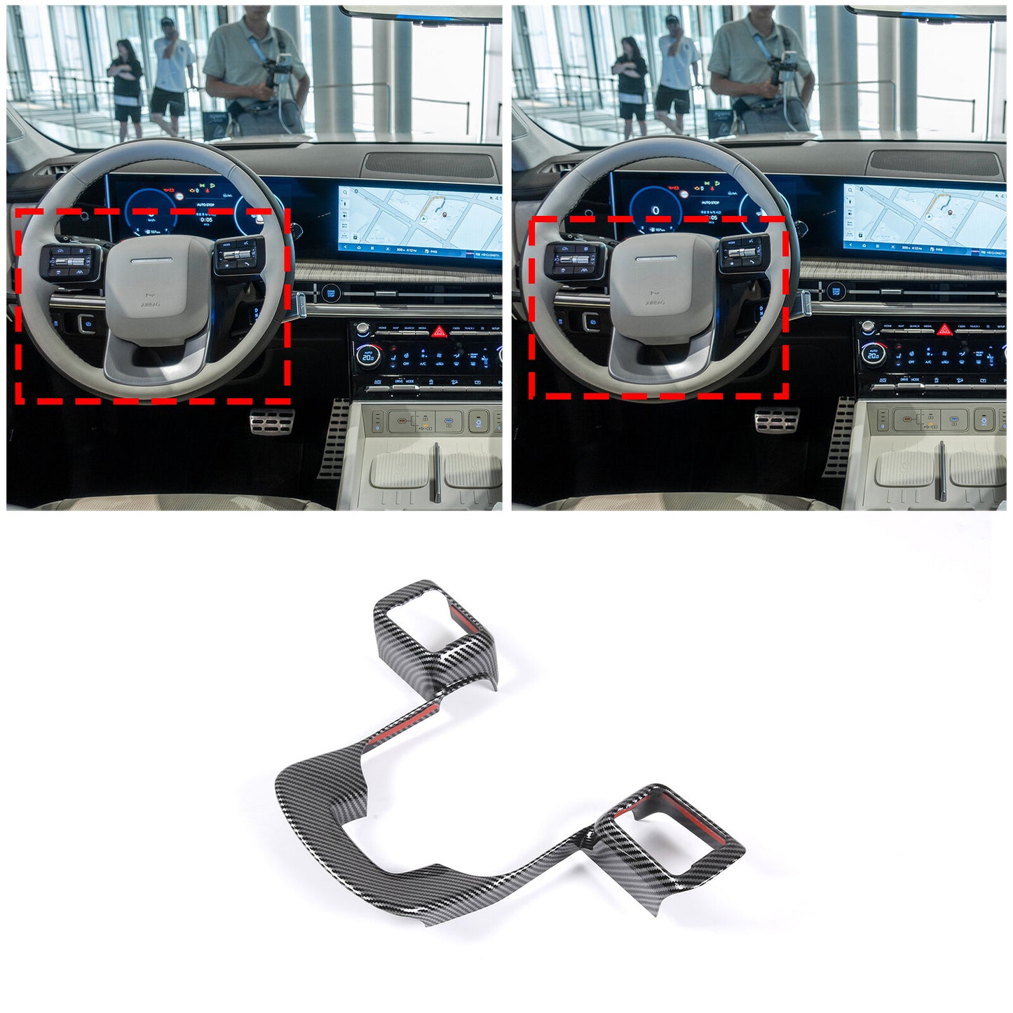 Carbon fiber steering wheel trim cover for Hyundai Santa Fe 2024/2025 n