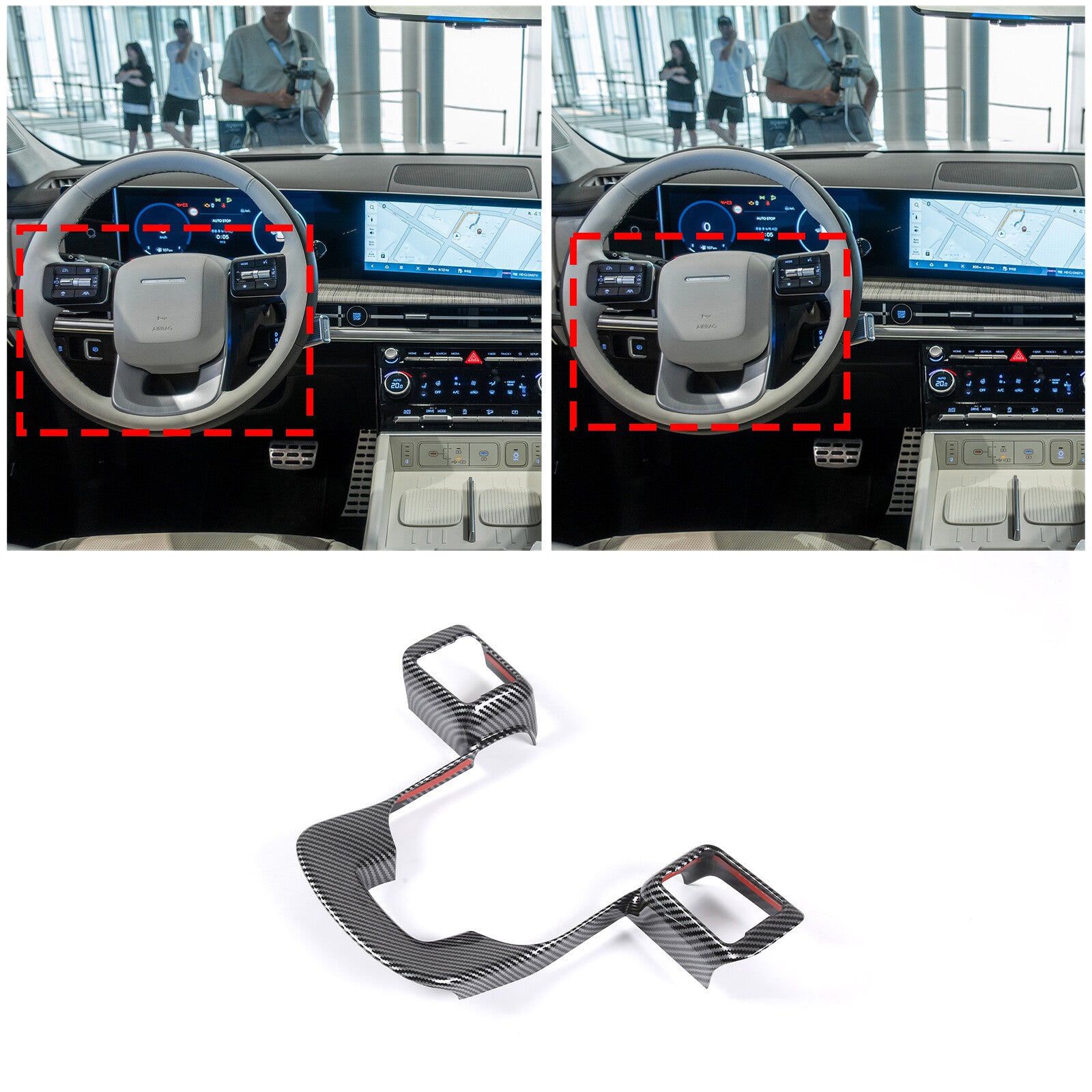 Carbon fiber steering wheel trim cover for Hyundai Santa Fe 2024/2025 n