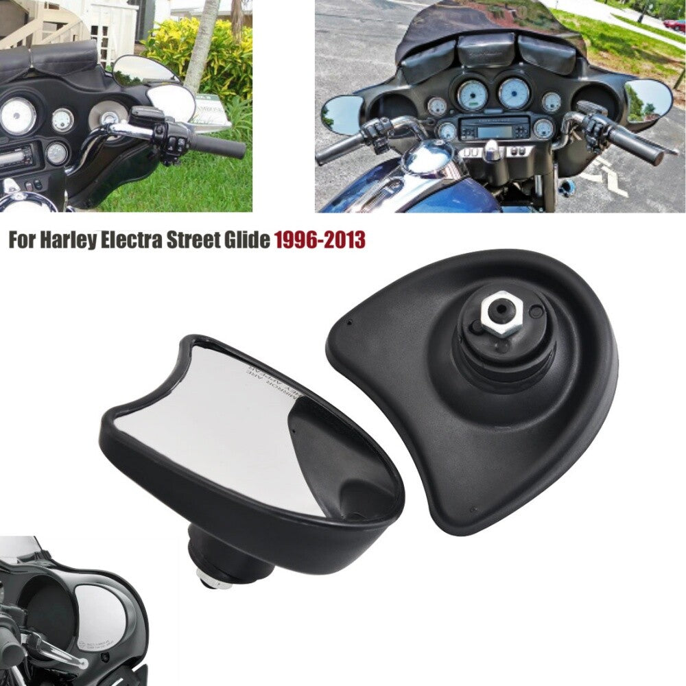 Black Inner Fairing Mount Rearview Mirrors for Harley Electra Street Glide 96-13
