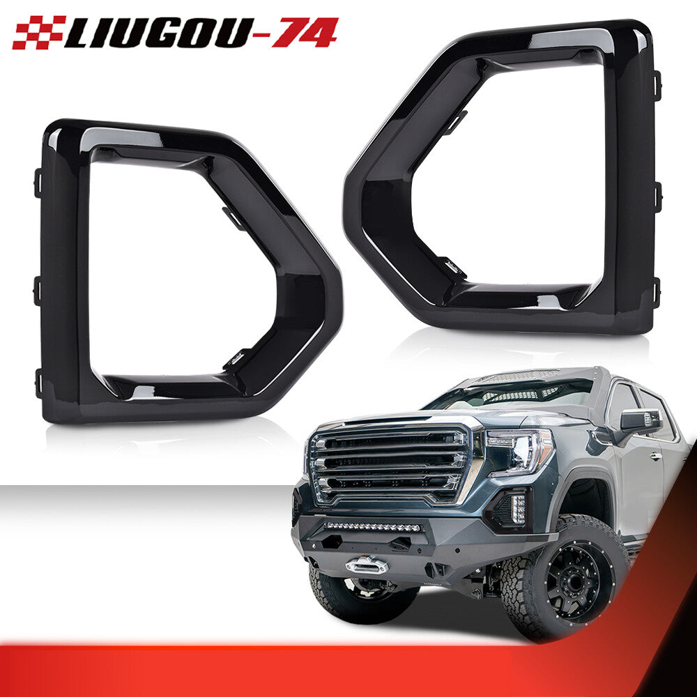 The protective cover of the front fog lamp outer panel is suitable for Gmc for Sierra 19-21 Denali Slt black- v