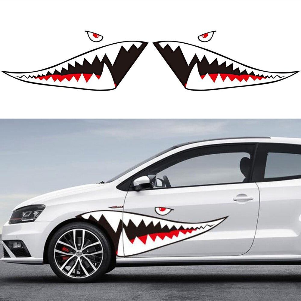 2pcs Carton Shark Decal Car Body Sticker Self-Adhesive PVC Car Sticker Decal