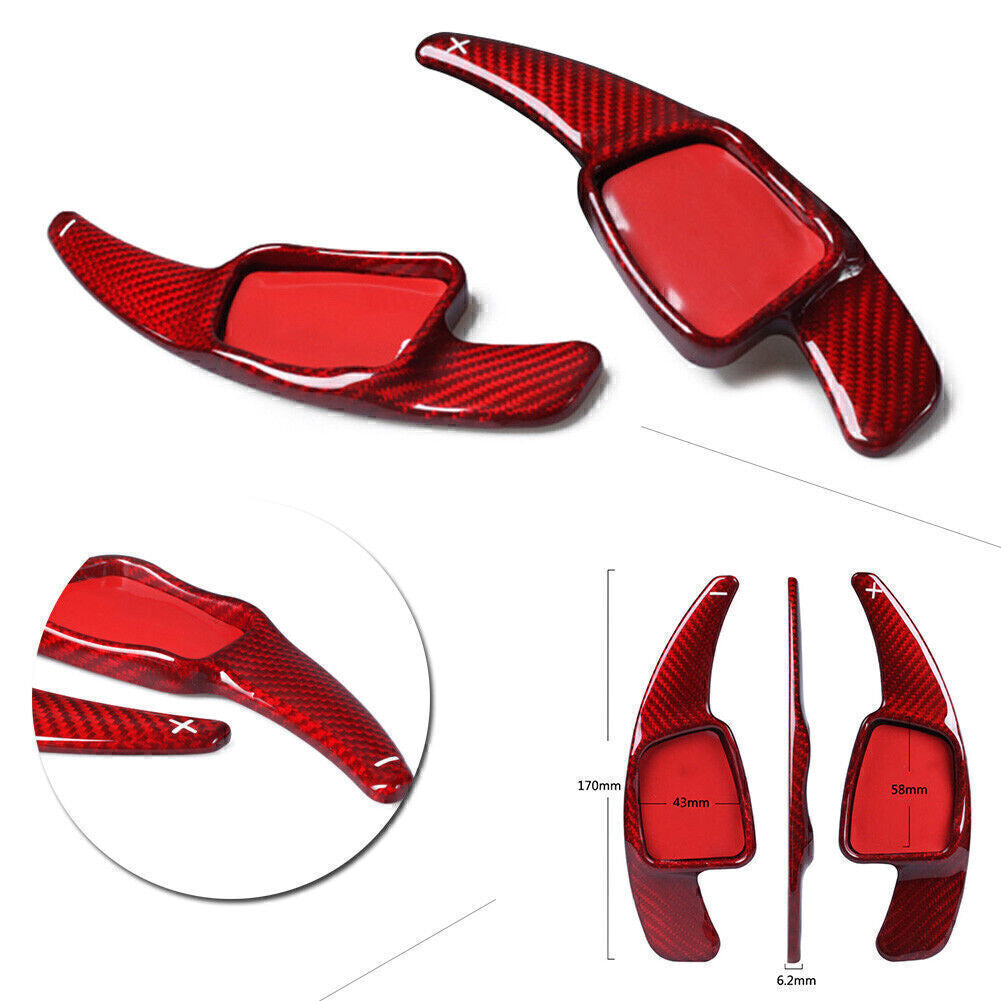 for Audi A4L, for A5 2x Red Carbon Fiber Steering Wheel Extension Paddle Shift