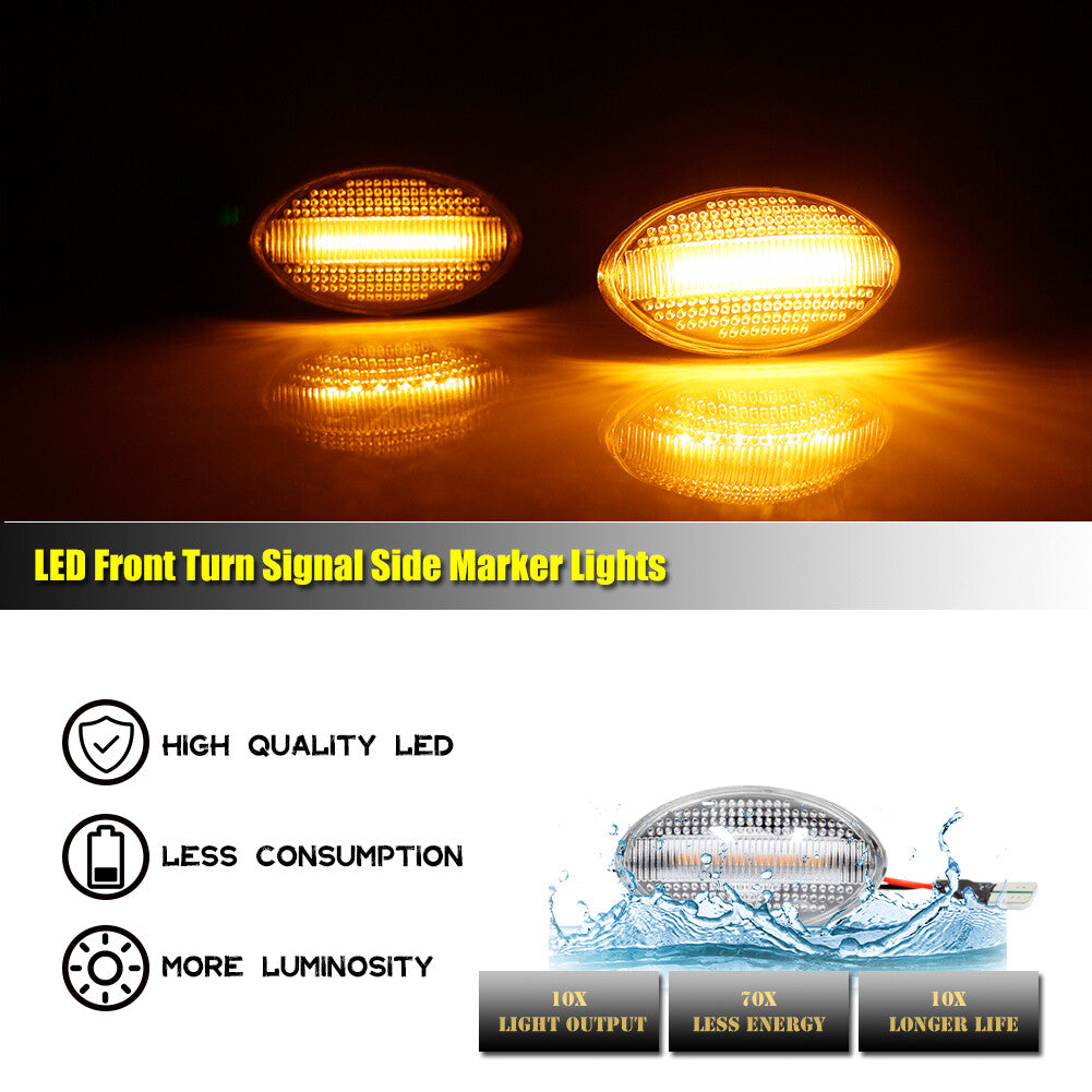 2 Pack Clear Lens Amber LED Side Marker Lights for Mini Cooper R50 R52 R53 02-08- v