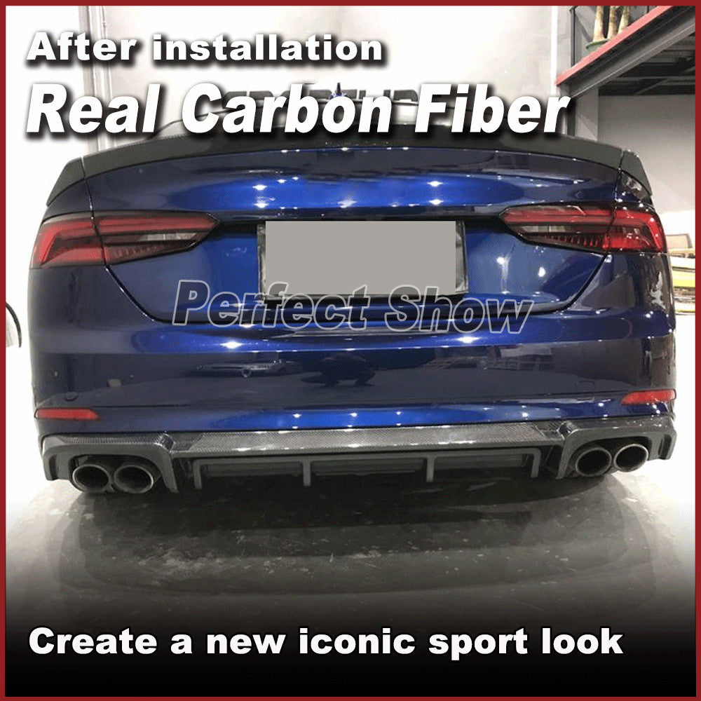 Fit for Audi A5 Sline S5 2017-2019 REAL Carbon Rear Bumper Diffuser Spoiler Lip
