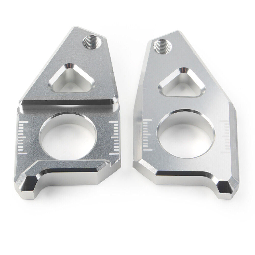 for Yamaha YZF R1 FZ8 FZ1 TMAX 530 Axle Spindle Chain Adjuster Blocks Silver UK