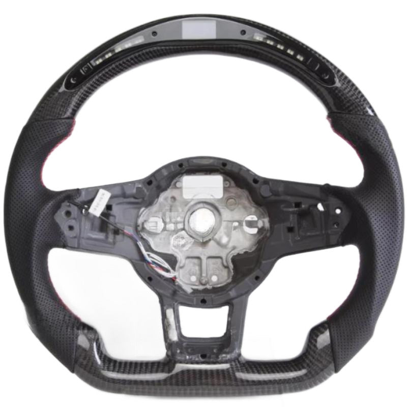 Perforated Leather Carbon Fiber LED Steering Wheel for Volkswagen MK7 R GTI for Golf
