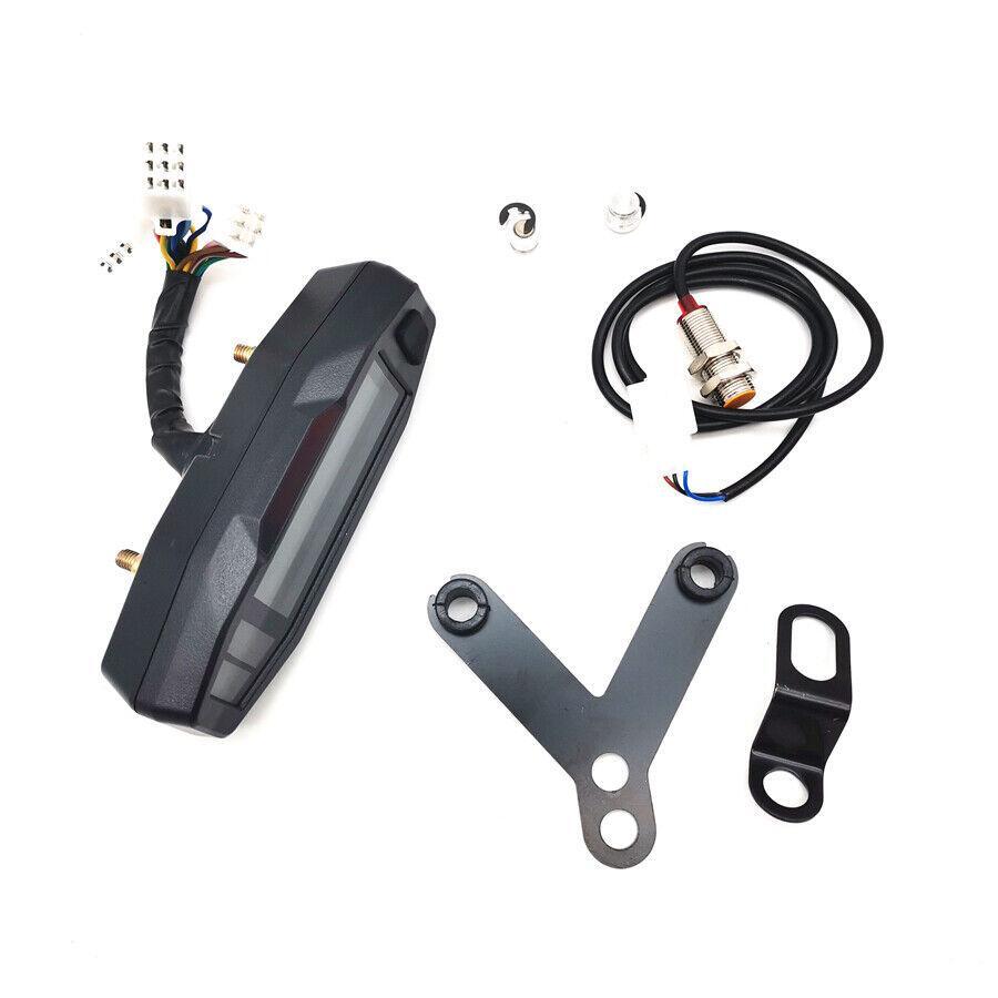Motorcycle LCD digital speedometer, odometer, and tachometer with bracket - n