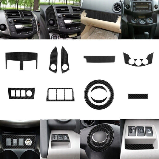 11x Carbon Fiber Interior Decorative Cover Trim For RAV4 2006-2012 Hot n