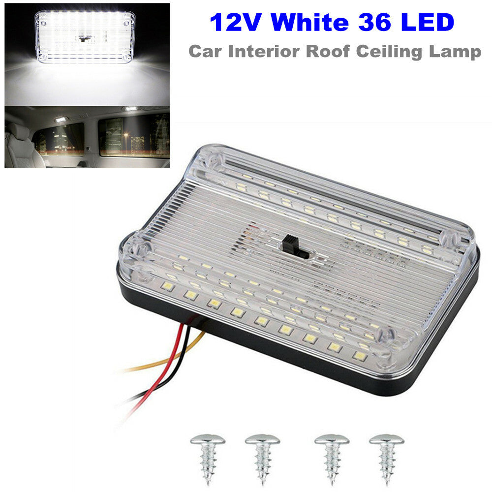 12V White 36 LED Car Interior Reading Light Ceiling/RV Trunk Light with Switch n