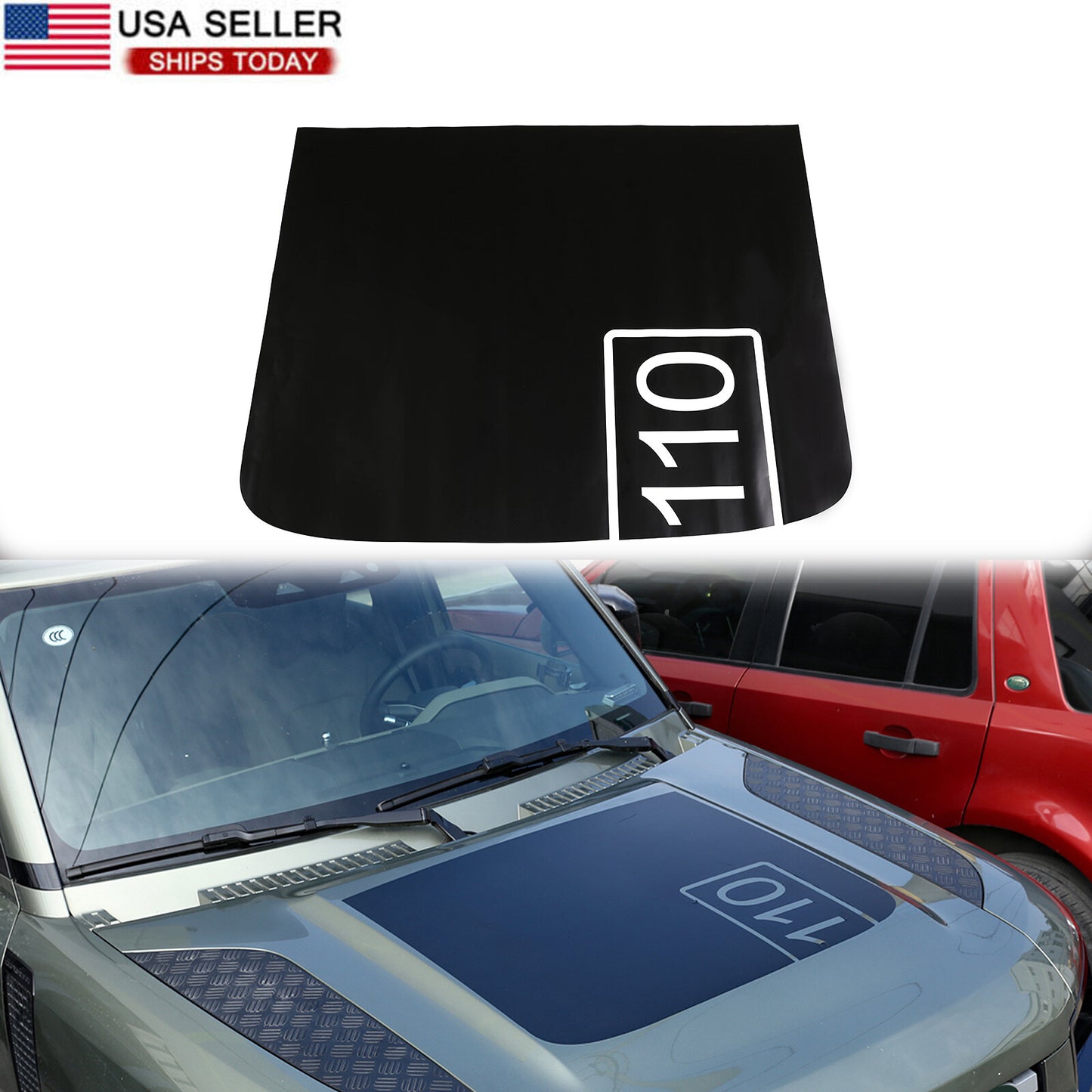 Black waterproof cover sticker for 2020-2024 for Land Rover for Defender 110 front engine - n