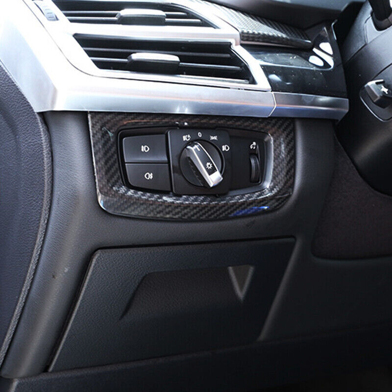 carbon fiber headlight switch button cover decoration suitable for BMW X5 X6 2014-2018