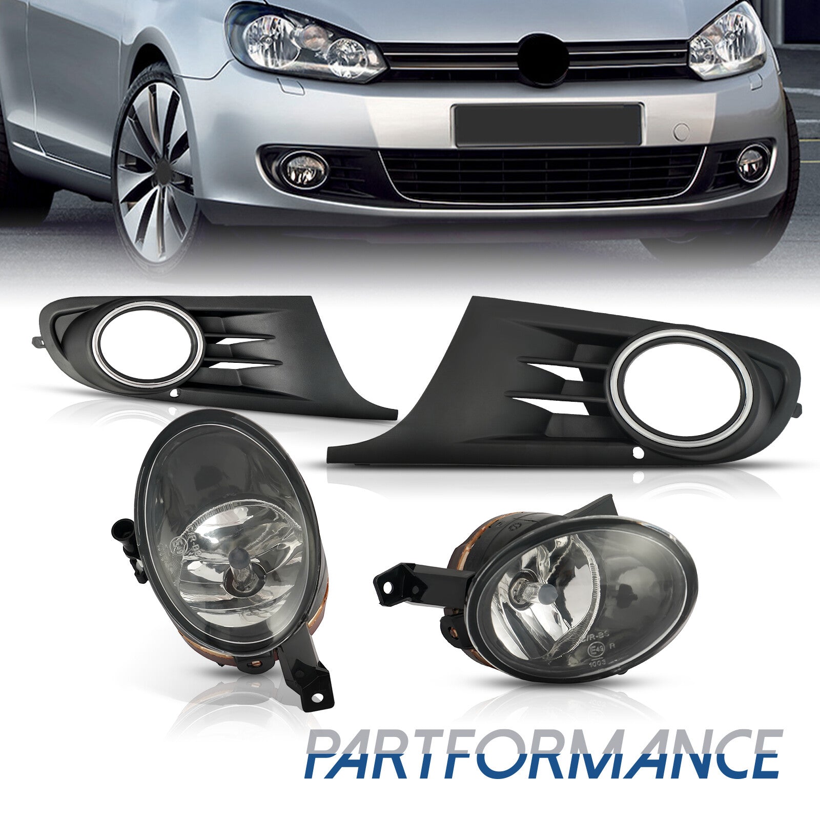 Bezel Fog Light Kit Fit For 2010-2014 MK6 for Golf /TDI for Jetta Sportwagen Butter- v