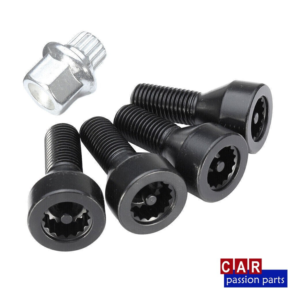 Wheel lock kit with black lug bolts suitable for BMW E32, E34, 3, 5, 7er & for Mini 36136786419 Q