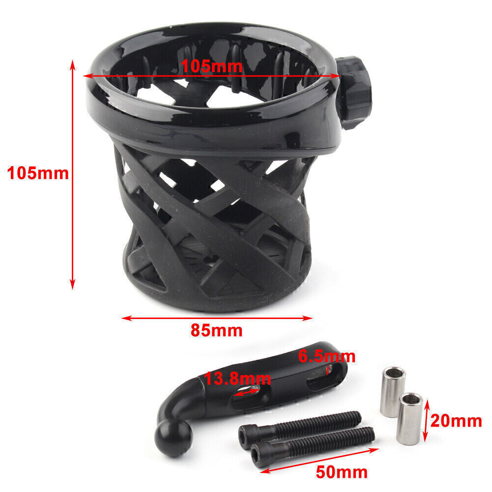 for Harley XL 1200C XL 883 Cup Holder Drink W/ Mesh Basket Mount Black Universal