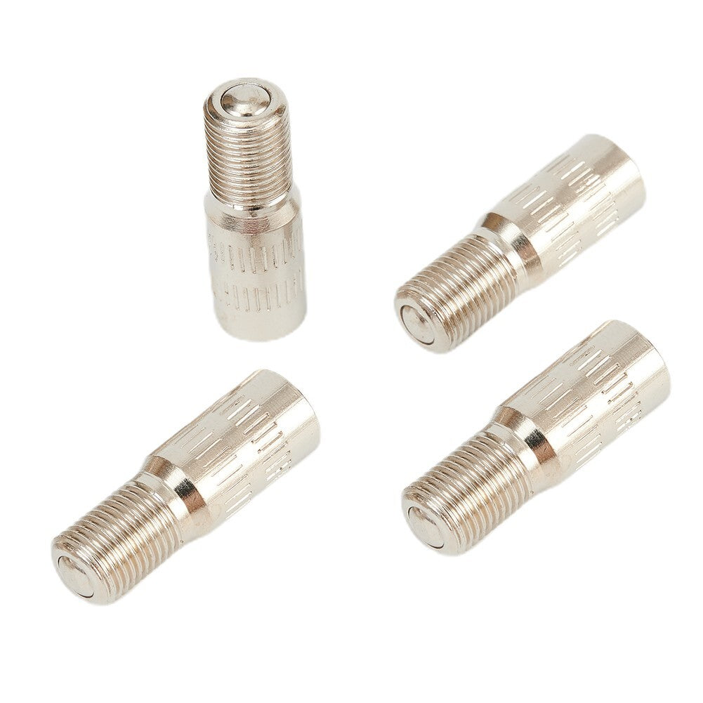 Valve Stem Extensions Brass Cap Car Chrome Extender Screw-On Silver Tone