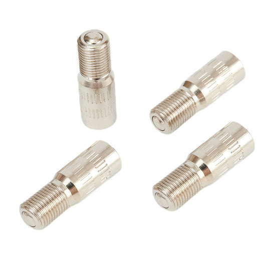 Valve Stem Extensions Brass Cap Car Chrome Extender Screw-On Silver Tone