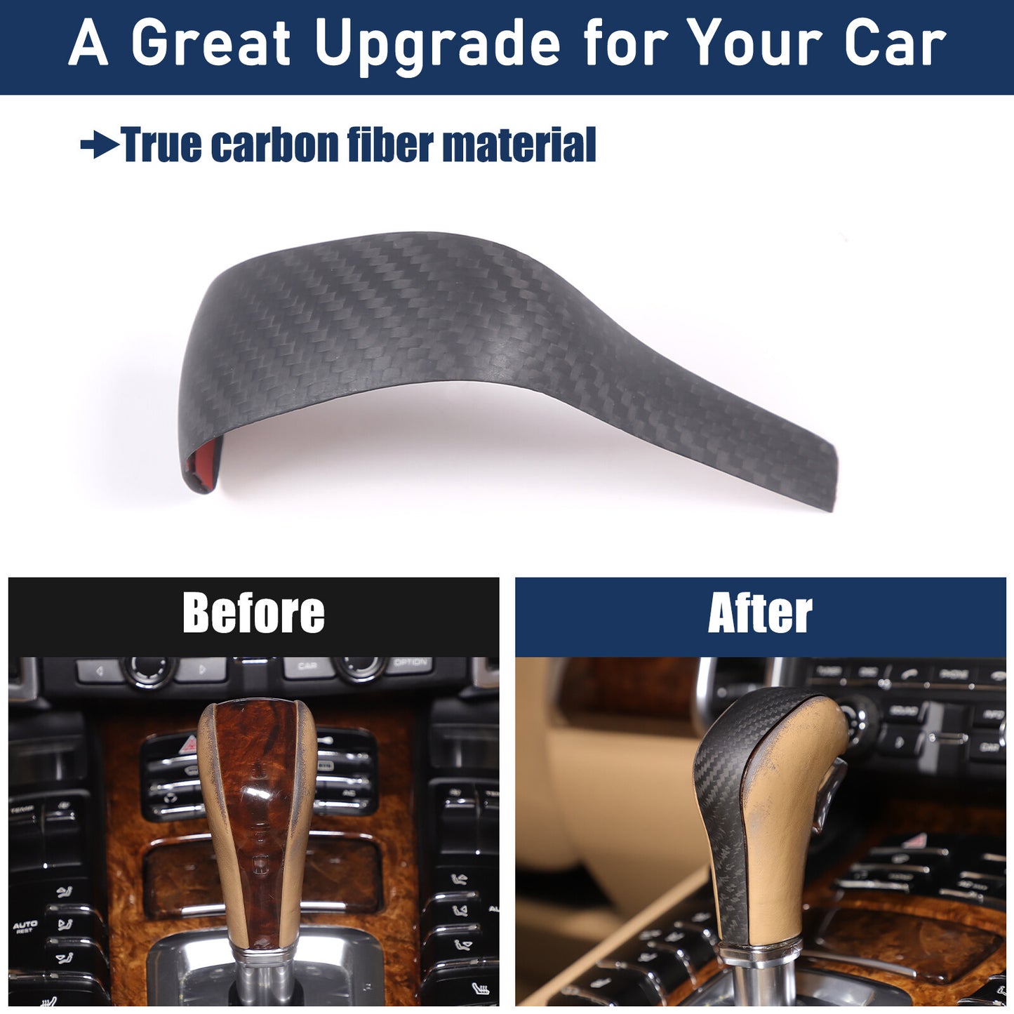 MATTE carbon fiber gear shift knife cover trim for Cayenne 958 2011-2017 n
