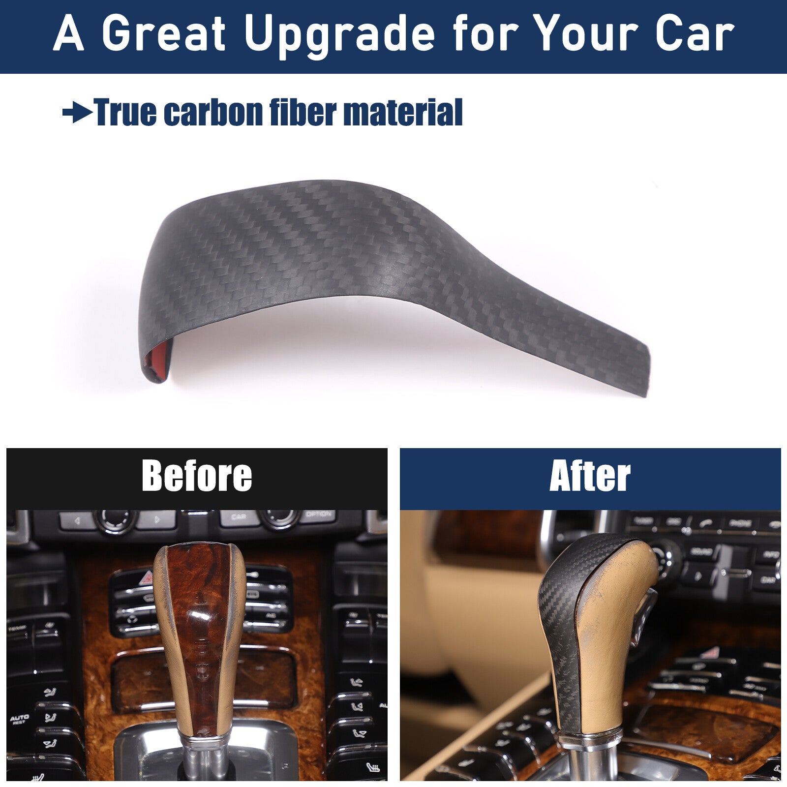 MATTE carbon fiber gear shift knife cover trim for Cayenne 958 2011-2017 n