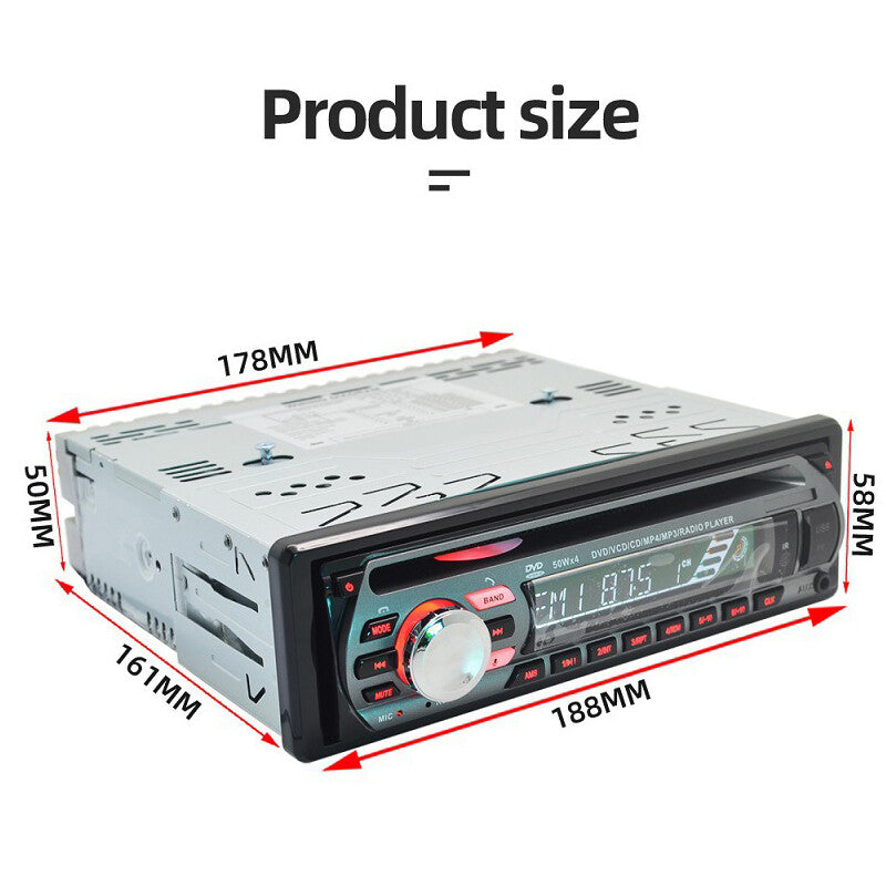 Single DIN Car Stereo DVD CD MP3 Music Player with Audio USB/AUX/SD/BT and Built-in Radio n
